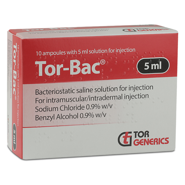 Tor-Bac Bacteriostatic Saline Solution for Injection 10x5ml Ampoules (Torbac)